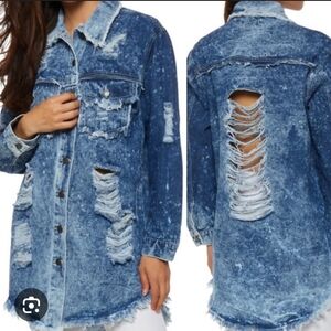 Thrill Jeans Distressed Denim Top / Jacket